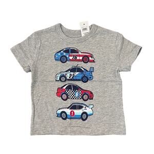 NWT GAP Toddler Grey W/USA Patriotic Car Graphic Crewneck T-Shirt -SIZE 12-18M